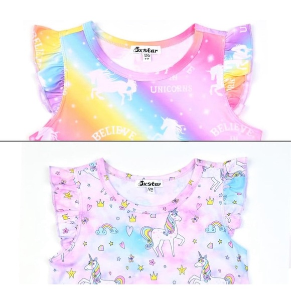 2-Pack Nightgown for Girls Flutter Sleeve Pajamas Cotton Sleepwear Night Dresses - Picture 3 of 4